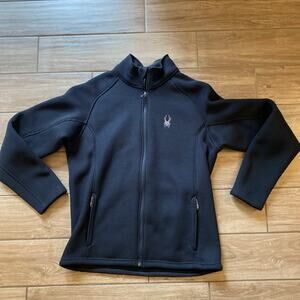 Men's L Spyder Foremost Full-Zip Heavyweight Core Black Sweater Jacket Knit Zip